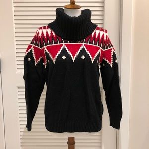 Patterned cowl neck sweater